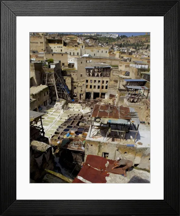 Framed Print : Tannery and cityscape, Fes (Fez), Morocco, North Africa, Africa Framed Print : Tannery and cityscape, Fes (Fez), Morocco, North Africa, Africa