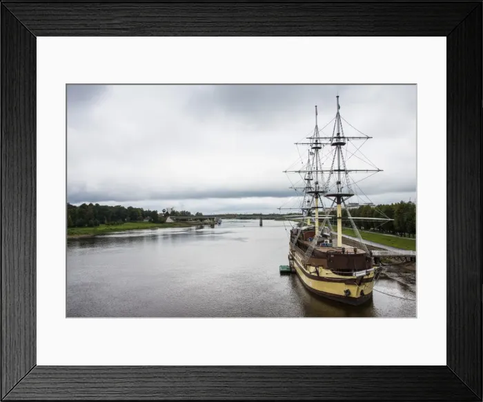Framed Print : Huge sailing boat on the Volkhov River, Velicky Novgorod, UNESCO World Heritage Site, Novgorod, Russia, Europe Framed Print : Huge sailing boat on the Volkhov River, Velicky Novgorod, UNESCO World Heritage Site, Novgorod, Russia, Europe