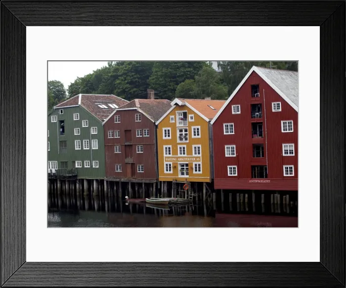 Framed Print : Wooden houses, Trondheim, Norway, Europe Framed Print : Wooden houses, Trondheim, Norway, Europe