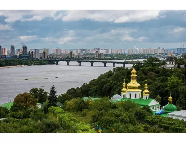 View over city, the Kiev-Pechersk Lavra and the Dnieper River, Kiev (Kyiv), Ukraine, Europe