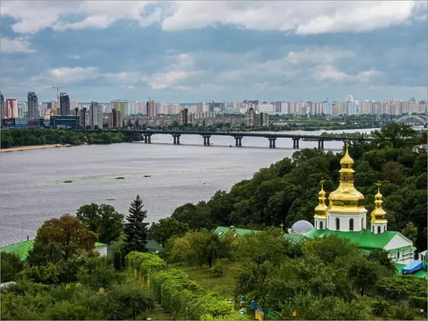 View over city, the Kiev-Pechersk Lavra and the Dnieper River, Kiev (Kyiv), Ukraine, Europe