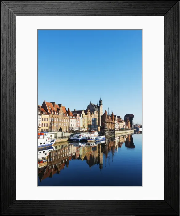 Framed Print : Canal side houses, Gdansk, Poland, Europe Framed Print : Canal side houses, Gdansk, Poland, Europe