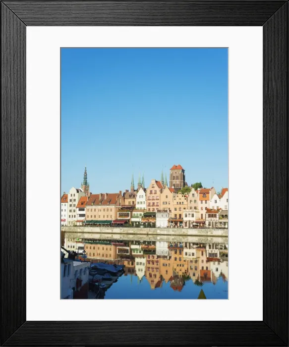 Framed Print : Canal side houses and skyline, Gdansk, Poland, Europe Framed Print : Canal side houses and skyline, Gdansk, Poland, Europe