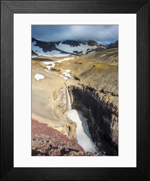 Framed Print : Half frozen waterfall below Mutnovsky volcano, Kamchatka, Russia, Eurasia Framed Print : Half frozen waterfall below Mutnovsky volcano, Kamchatka, Russia, Eurasia
