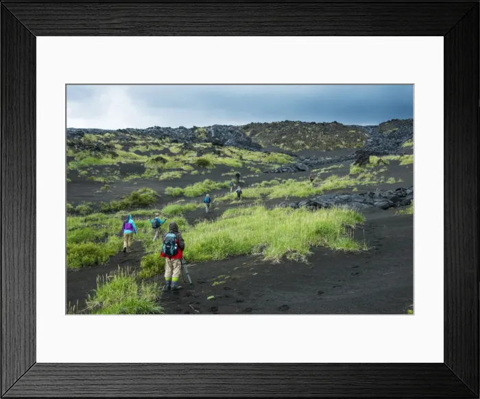 Framed Print : Tourists walking through the lava landscape of the Tolbachik volcano, Kamchatka, Russia, Eurasia Framed Print : Tourists walking through the lava landscape of the Tolbachik volcano, Kamchatka, Russia, Eurasia