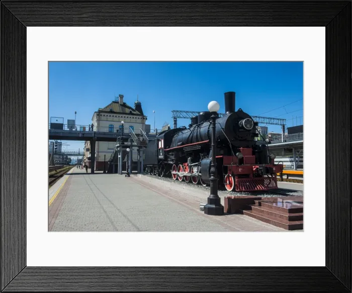 Framed Print : Old steam engine at the final railway station of the Trans-Siberian railway in Vladivostok, Russia, Eurasia Framed Print : Old steam engine at the final railway station of the Trans-Siberian railway in Vladivostok, Russia, Eurasia