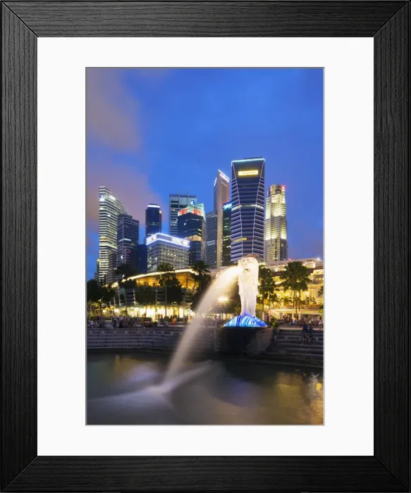 Framed Print : Merlion and Marina Bay downtown buildings, Singapore, Southeast Asia, Asia Framed Print : Merlion and Marina Bay downtown buildings, Singapore, Southeast Asia, Asia