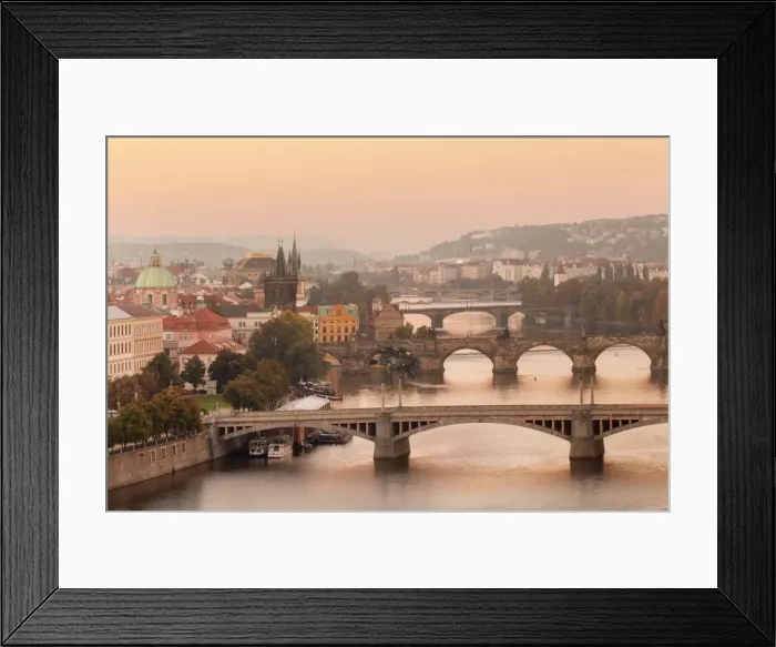 Framed Print : Vltana River with the bridges, Charles Bridge (UNESCO World Heritage Site) and the Old Town Bridge Tower at Sunrise, Prague, Bohemia, Czech Republic Framed Print : Vltana River with the bridges, Charles Bridge (UNESCO World Heritage Site) and the Old Town Bridge Tower at Sunrise, Prague, Bohemia, Czech Republic