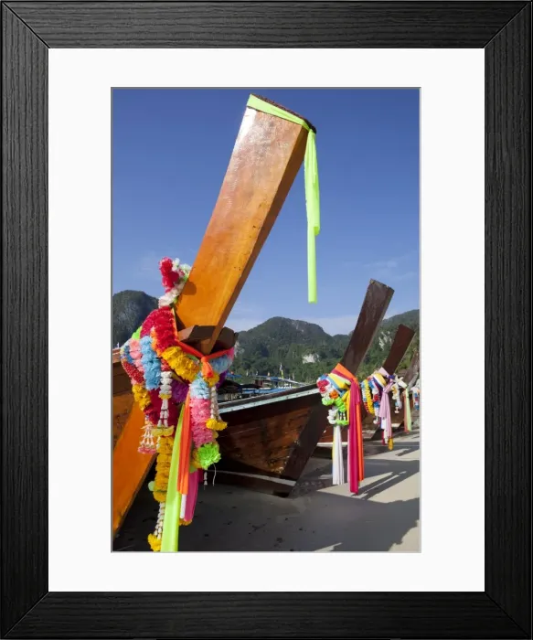 Framed Print : Garlands decorating long-tail boats, Koh Phi Phi, Krabi Province, Thailand, Southeast Asia, Asia Framed Print : Garlands decorating long-tail boats, Koh Phi Phi, Krabi Province, Thailand, Southeast Asia, Asia