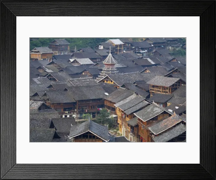 Framed Print : Drum Tower at Rongjiang, Guizhou Province, China, Asia Framed Print : Drum Tower at Rongjiang, Guizhou Province, China, Asia