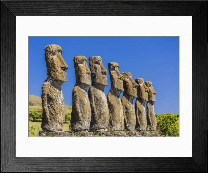 Framed Print : Seven Moai at Ahu Akivi, the first restored altar on Easter Island (Isla de Pascua) (Rapa Nui), UNESCO World Heritage Site, Chile, South America Framed Print : Seven Moai at Ahu Akivi, the first restored altar on Easter Island (Isla de Pascua) (Rapa Nui), UNESCO World Heritage Site, Chile, South America