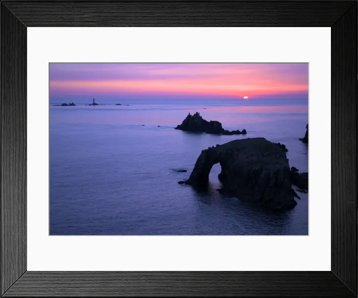 Framed Print : Sunset at Longships Lighthouse, Enys Dodnan and the Armed Knight, Lands End, Cornwall, England, United Kingdom, Europe Framed Print : Sunset at Longships Lighthouse, Enys Dodnan and the Armed Knight, Lands End, Cornwall, England, United Kingdom, Europe