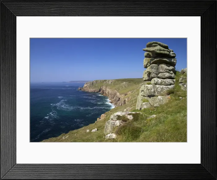Framed Print : Looking to Sennen Cove from Lands End, summer sunshine, Cornwall, England, United Kingdom, Europe Framed Print : Looking to Sennen Cove from Lands End, summer sunshine, Cornwall, England, United Kingdom, Europe