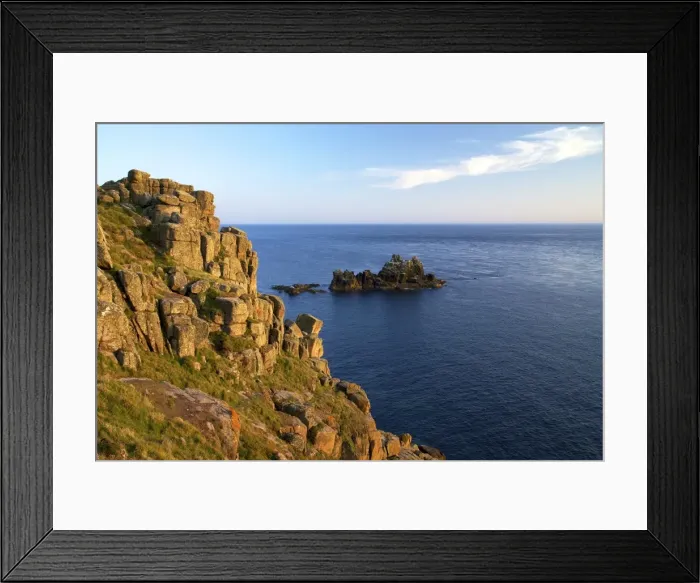 Framed Print : Evening sunshine on cliffs, Lands End, Cornwall, England, United Kingdom, Europe Framed Print : Evening sunshine on cliffs, Lands End, Cornwall, England, United Kingdom, Europe