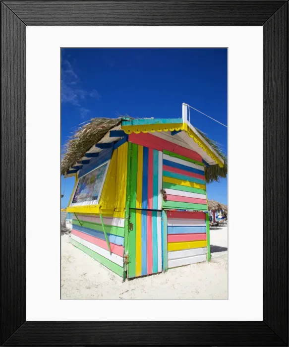 Framed Print : Beach and colourful beach hut, Dickenson Bay, St. Georges, Antigua, Leeward Islands, West Indies, Caribbean, Central America Framed Print : Beach and colourful beach hut, Dickenson Bay, St. Georges, Antigua, Leeward Islands, West Indies, Caribbean, Central America