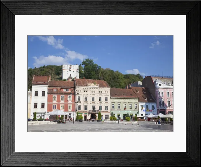 Framed Print : White Tower and buildings in Piata Sfatului, Brasov, Transylvania, Romania, Europe Framed Print : White Tower and buildings in Piata Sfatului, Brasov, Transylvania, Romania, Europe