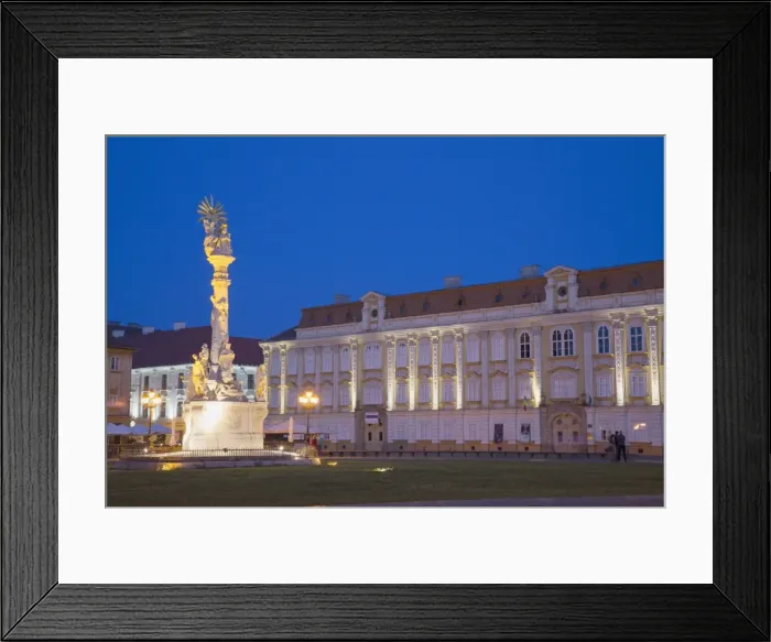Framed Print : Baroque Palace and Trinity Column in Piata Unirii at dusk, Timisoara, Banat, Romania, Europe Framed Print : Baroque Palace and Trinity Column in Piata Unirii at dusk, Timisoara, Banat, Romania, Europe