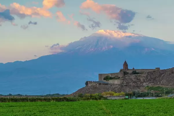 Khor Virap Armenian Apostolic Church monastery and Ararat Plain, at the foot of Mount Ararat, Yerevan, Armenia, Central Asia, Asia