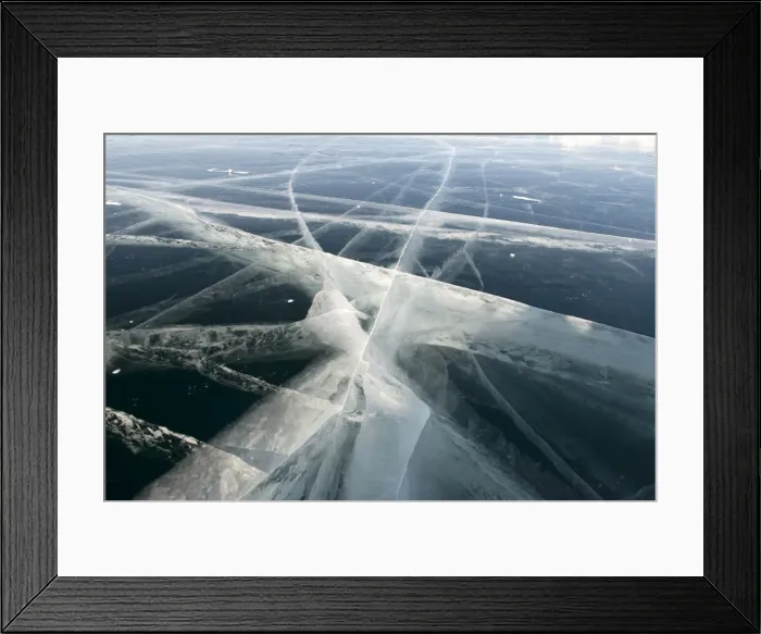 Framed Print : Pressure cracks appear in the 80cm thick clear black ice on the surface of the 800m deep frozen Lake Baikal, Irkutsk Oblast, Siberia, Russia, Eurasia Framed Print : Pressure cracks appear in the 80cm thick clear black ice on the surface of the 800m deep frozen Lake Baikal, Irkutsk Oblast, Siberia, Russia, Eurasia