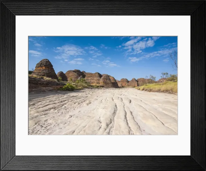 Framed Print : Dry river before the the beehive-like mounds in the Purnululu National Park, UNESCO World Heritage Site, Bungle Bungle mountain range, Western Australia, Australia, Pacific Framed Print : Dry river before the the beehive-like mounds in the Purnululu National Park, UNESCO World Heritage Site, Bungle Bungle mountain range, Western Australia, Australia, Pacific