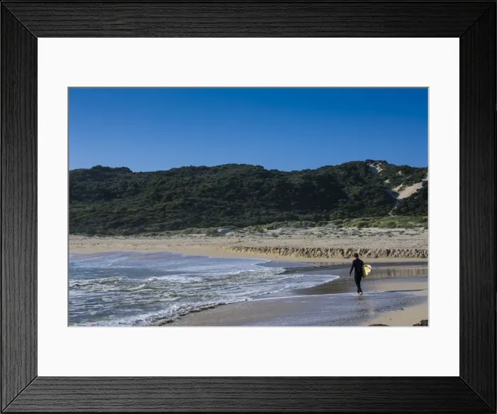 Framed Print : Lonely surfer on a beach near Margaret River, Western Australia, Australia, Pacific Framed Print : Lonely surfer on a beach near Margaret River, Western Australia, Australia, Pacific