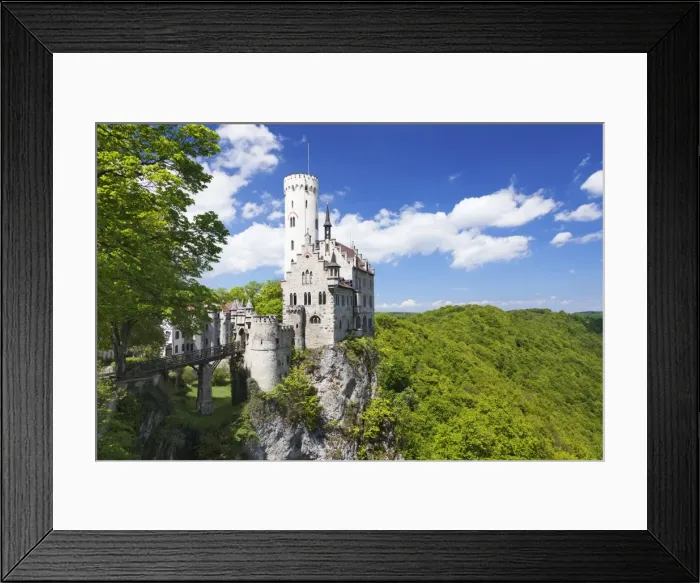 Framed Print : Lichtenstein Castle in spring, Swabian Alb, Baden Wurttemberg, Germany, Europe