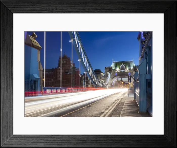 Framed Print : Long exposure of traffic over Tower Bridge at dusk, London, England, United Kingdom, Europe Framed Print : Long exposure of traffic over Tower Bridge at dusk, London, England, United Kingdom, Europe