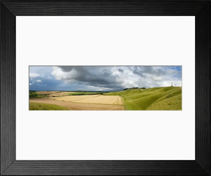 Framed Print : Panoramic landscape view of The Cherhill Downs, Wiltshire, England, United Kingdom, Europe