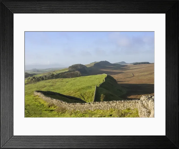 Framed Print : View west from Kings Hill to Housesteads Crags and Cuddys Crags, Hadrians Wall, UNESCO World Heritage Site, Northumbria, England, United Kingdom, Europe Framed Print : View west from Kings Hill to Housesteads Crags and Cuddys Crags, Hadrians Wall, UNESCO World Heritage Site, Northumbria, England, United Kingdom, Europe