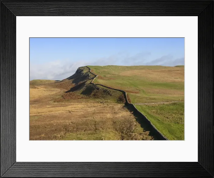 Framed Print : East to the Trig Point on Sewingshields Crags, Hadrians Wall, National Heritage Site, UNESCO World Heritage Site, Northumbria, England, United Kingdom, Europe Framed Print : East to the Trig Point on Sewingshields Crags, Hadrians Wall, National Heritage Site, UNESCO World Heritage Site, Northumbria, England, United Kingdom, Europe