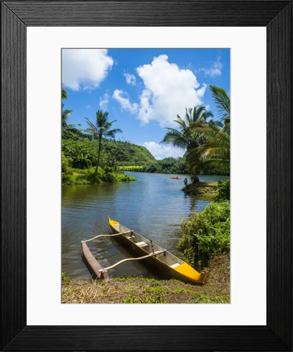 Framed Print : Dugout canoe on the Wailua River. Kauai, Hawaii, United States of America, Pacific Framed Print : Dugout canoe on the Wailua River. Kauai, Hawaii, United States of America, Pacific