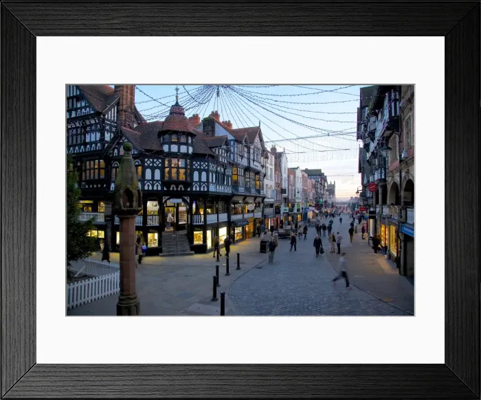 Framed Print : Bridge Street at Christmas, Chester, Cheshire, England, United Kingdom, Europe Framed Print : Bridge Street at Christmas, Chester, Cheshire, England, United Kingdom, Europe