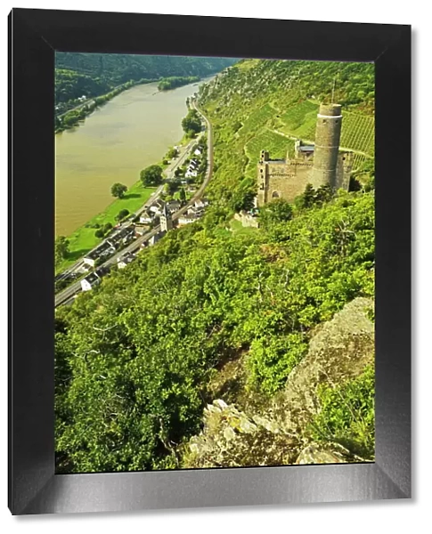 Castle Maus and River Rhine, Rhineland-Palatinate, Germany, Europe