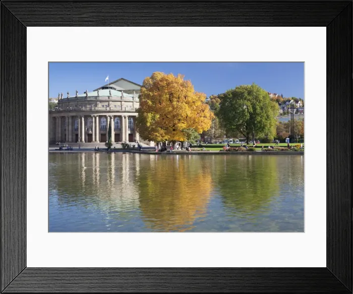 Framed Print : Staatstheater (State Theatre) and Schlosspark in autumn, Stuttgart, Baden Wurttemberg, Germany, Europe