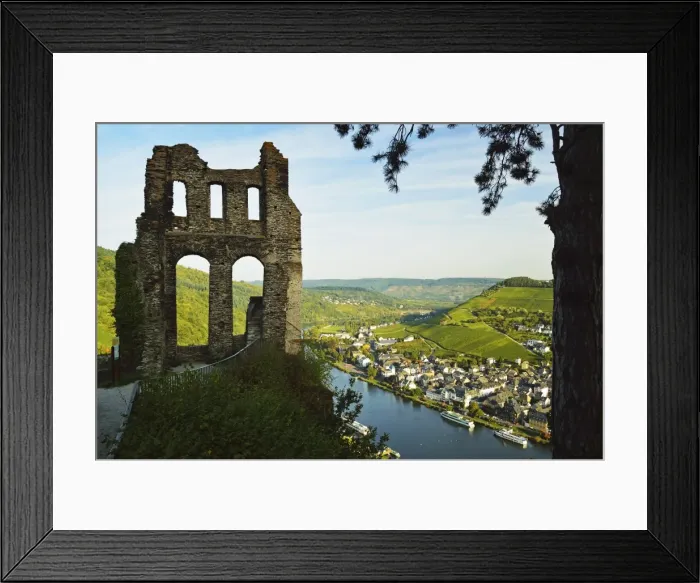 Framed Print : View from Grevenburg Castle of Traben-Trarbach and Moselle River (Mosel), Rhineland-Palatinate, Germany, Europe Framed Print : View from Grevenburg Castle of Traben-Trarbach and Moselle River (Mosel), Rhineland-Palatinate, Germany, Europe