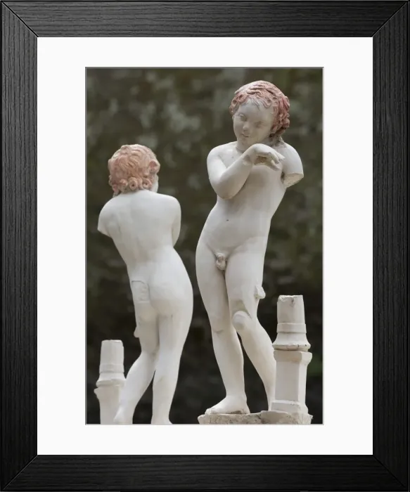 Framed Print : Statues of two boys in Herculaneum, UNESCO World Heritage Site, Campania, Italy, Europe