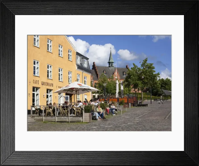 Framed Print : Cafe in Torvet square, Hillerod, Zealand, Denmark, Europe Framed Print : Cafe in Torvet square, Hillerod, Zealand, Denmark, Europe