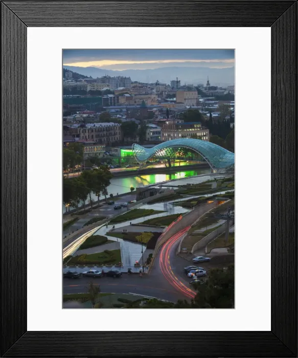 Framed Print : View towards Rike Park and Peace Bridge (Bridge of Peace) over Mtkvari (Kura) River and the city, Tbilisi, Georgia, Caucasus, Central Asia, Asia Framed Print : View towards Rike Park and Peace Bridge (Bridge of Peace) over Mtkvari (Kura) River and the city, Tbilisi, Georgia, Caucasus, Central Asia, Asia