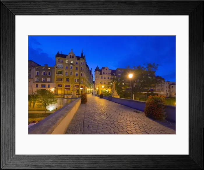 Framed Print : Gothic stone bridge dating from 1390 over the Mlynowka River, Klodzko, Silesia, Poland, Europe