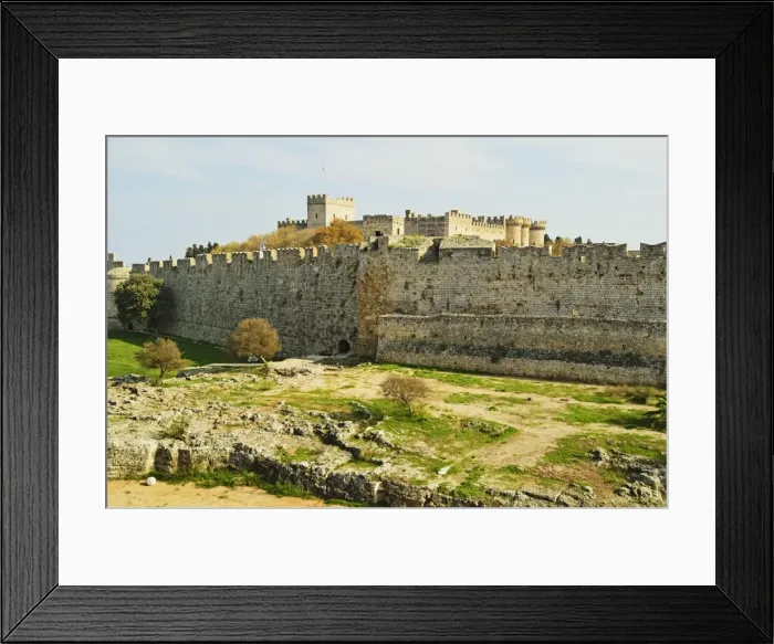 Framed Print : City walls of Old Town and Palace of the Grand Master, Rhodes City, Rhodes, Dodecanese, Greek Islands, Greece, Europe Framed Print : City walls of Old Town and Palace of the Grand Master, Rhodes City, Rhodes, Dodecanese, Greek Islands, Greece, Europe