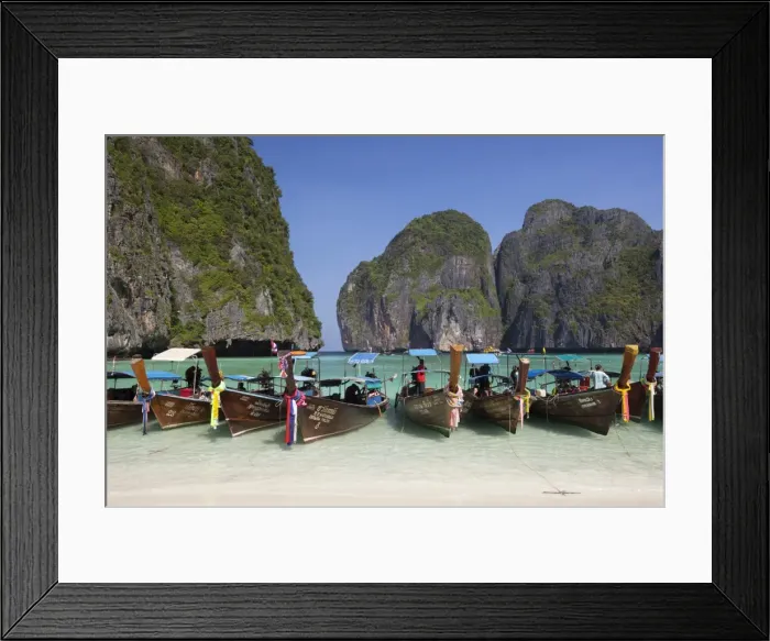 Framed Print : Maya Bay with long-tail boats, Phi Phi Lay, Krabi Province, Thailand, Southeast Asia, Asia Framed Print : Maya Bay with long-tail boats, Phi Phi Lay, Krabi Province, Thailand, Southeast Asia, Asia
