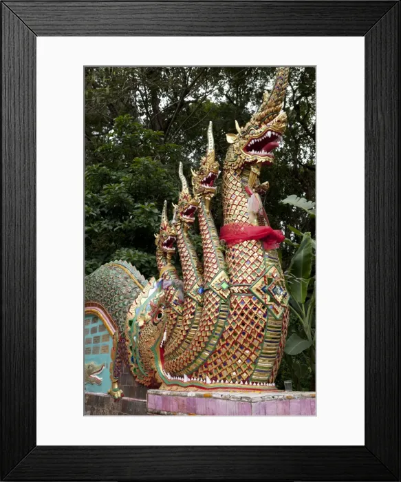 Framed Print : Mythical beasts at entrance to Wat Phra That Doi Suthep, Chiang Mai, Northern Thailand, Thailand, Southeast Asia, Asia Framed Print : Mythical beasts at entrance to Wat Phra That Doi Suthep, Chiang Mai, Northern Thailand, Thailand, Southeast Asia, Asia