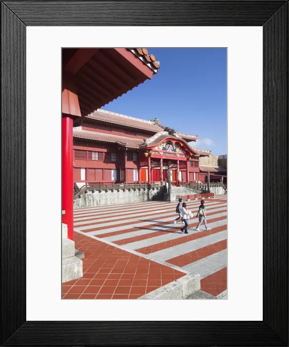 Framed Print : Tourists at Shuri Castle, UNESCO World Heritage Site, Naha, Okinawa, Japan, Asia