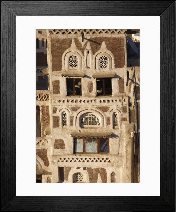 Framed Print : Elevated view of house architecture, Old City of Sanaa, UNESCO World Heritage Site, Yemen, Middle East Framed Print : Elevated view of house architecture, Old City of Sanaa, UNESCO World Heritage Site, Yemen, Middle East