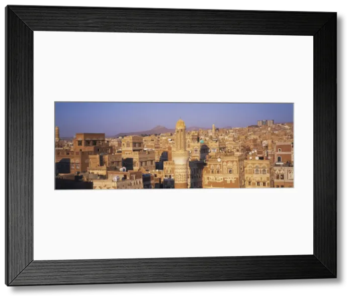 Framed Print : Elevated view of the Old City of Sanaa, UNESCO World Heritage Site, Yemen, Middle East Framed Print : Elevated view of the Old City of Sanaa, UNESCO World Heritage Site, Yemen, Middle East