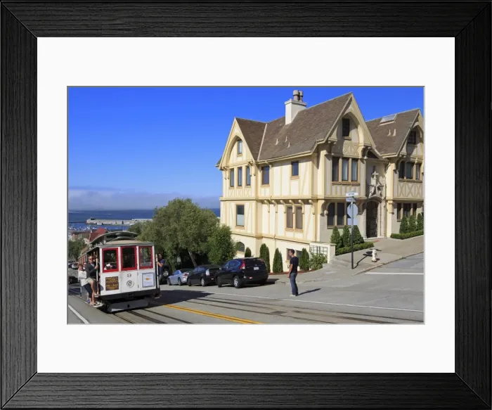 Framed Print : Cable Car on Hyde Street, San Francisco, California, United States of America, North America Framed Print : Cable Car on Hyde Street, San Francisco, California, United States of America, North America