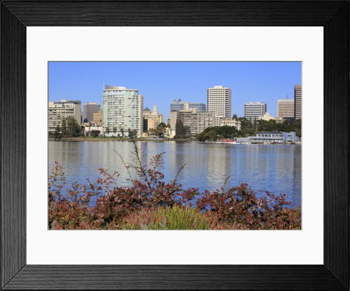 Framed Print : Oakland skyline and Lake Merritt, Oakland, California, United States of America, North America Framed Print : Oakland skyline and Lake Merritt, Oakland, California, United States of America, North America