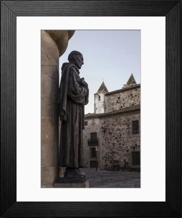 Framed Print : San Pedro de Alcantara statue in Caceres, UNESCO World Heritage Site, Extremadura, Spain, Europe Framed Print : San Pedro de Alcantara statue in Caceres, UNESCO World Heritage Site, Extremadura, Spain, Europe