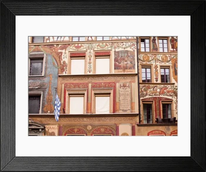 Framed Print : Painted building facades in the city of Lucerne, Switzerland, Europe Framed Print : Painted building facades in the city of Lucerne, Switzerland, Europe
