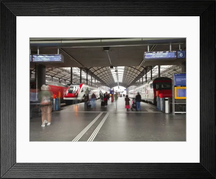 Framed Print : Passengers rushing through Lucerne railway station, Lucerne, Switzerland, Europe Framed Print : Passengers rushing through Lucerne railway station, Lucerne, Switzerland, Europe
